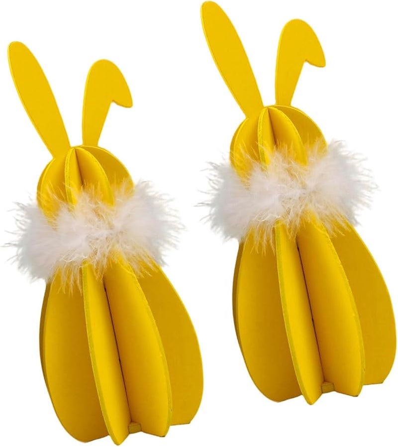 مجموعة أحجية الأرانب الخشبية الصفراء - نموذج بناء سهل لتزيين حديقة المنزل في الربيع - Image 5